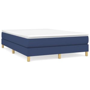 Boxspring met matras stof blauw 140x190 cm