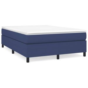 Boxspring met matras stof blauw 140x200 cm
