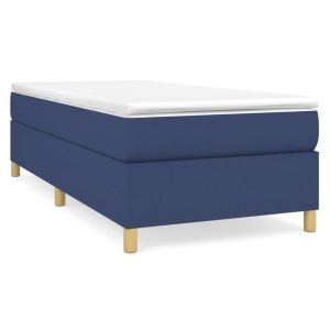 Boxspring met matras stof blauw 90x190 cm