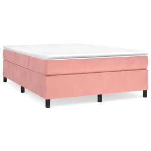 Boxspring met matras fluweel roze 140x190 cm