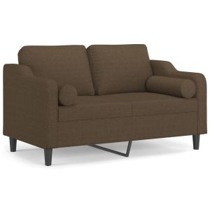 Tweezitsbank met kussens 120 cm stof bruin