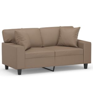 Tweezitsbank met kussens 120 cm kunstleer cappuccinokleurig
