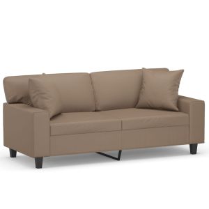 Tweezitsbank met kussens 140 cm kunstleer cappuccinokleurig