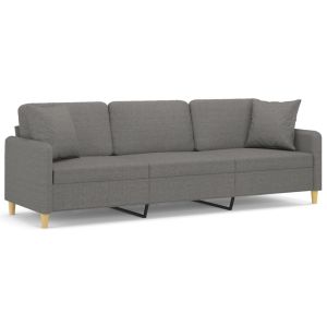 Driezitsbank met kussens 210 cm stof donkergrijs