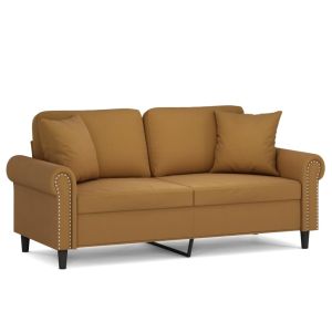 Tweezitsbank met kussens 140 cm fluweel bruin