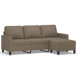 Driezitsbank met voetenbank 180 cm stof taupe