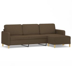 Driezitsbank met voetenbank 210 cm stof bruin