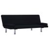 Slaapbank met twee kussens polyester zwart
