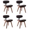 Eetkamerstoelen 4 st gebogen hout en stof grijs