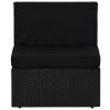 Middenbank sectioneel poly rattan zwart