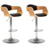 Barstoelen 2 st gebogen hout en kunstleer zwart