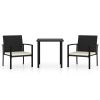 3-delige Tuinset poly rattan zwart