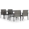 5-delige Tuinset poly rattan grijs