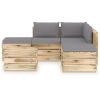 6-delige Loungeset met kussens groentje geïmpregneerd hout