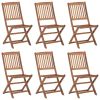 Tuinstoelen 6 st inklapbaar met kussens massief acaciahout