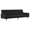 Slaapbank 2-zits fluweel zwart