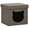 Opbergkruk met kattenpatroon inklapbaar stof taupe