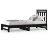 Slaapbank uitschuifbaar massief grenenhout zwart 2x(90x200) cm