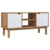 Tv-meubel OTTA 113,5x43x57 cm massief grenenhout bruin en wit