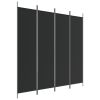 Kamerscherm met 4 panelen 200x200 cm stof zwart