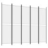 Kamerscherm met 5 panelen 250x200 cm stof wit