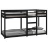 Stapelbed massief grenenhout zwart 75x190 cm