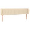 Hoofdbord met randen 203x23x78/88 cm stof crèmekleurig