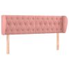 Hoofdbord met randen 163x23x78/88 cm fluweel roze