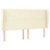 Hoofdbord met randen 203x23x118/128 cm kunstleer crèmekleurig