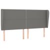 Hoofdbord met randen 163x23x118/128 cm stof donkergrijs