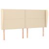 Hoofdbord met randen 183x23x118/128 cm stof crèmekleurig