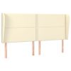 Hoofdbord met randen 203x23x118/128 cm kunstleer crèmekleurig