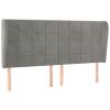 Hoofdbord met randen 203x23x118/128 cm fluweel lichtgrijs