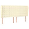 Hoofdbord met randen 183x23x118/128 cm kunstleer crèmekleurig