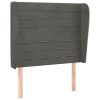 Hoofdbord met randen 83x23x118/128 cm fluweel donkergrijs