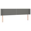 Hoofdbord met randen 163x16x78/88 cm stof donkergrijs