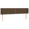 Hoofdbord met randen 163x16x78/88 cm stof donkerbruin