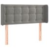 Hoofdbord met randen 93x16x78/88 cm fluweel lichtgrijs