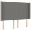 Hoofdbord met randen 147x16x118/128 cm stof donkergrijs