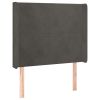 Hoofdbord met randen 103x16x118/128 cm fluweel donkergrijs