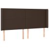 Hoofdbord met randen 203x16x118/128 cm kunstleer bruin
