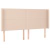 Hoofdbord met randen 203x16x118/128cm kunstleer cappuccinokleur