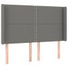 Hoofdbord met randen 147x16x118/128 cm stof donkergrijs