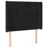 Hoofdbord met randen 83x16x118/128 cm fluweel zwart