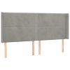 Hoofdbord met randen 183x16x118/128 cm fluweel lichtgrijs