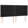 Hoofdbord met randen 183x16x118/128 cm fluweel zwart