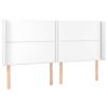 Hoofdbord met randen 203x16x118/128 cm kunstleer wit