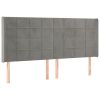 Hoofdbord met randen 203x16x118/128 cm fluweel lichtgrijs