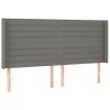Hoofdbord met randen 203x16x118/128 cm stof donkergrijs