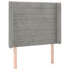 Hoofdbord met randen 103x16x118/128 cm fluweel lichtgrijs